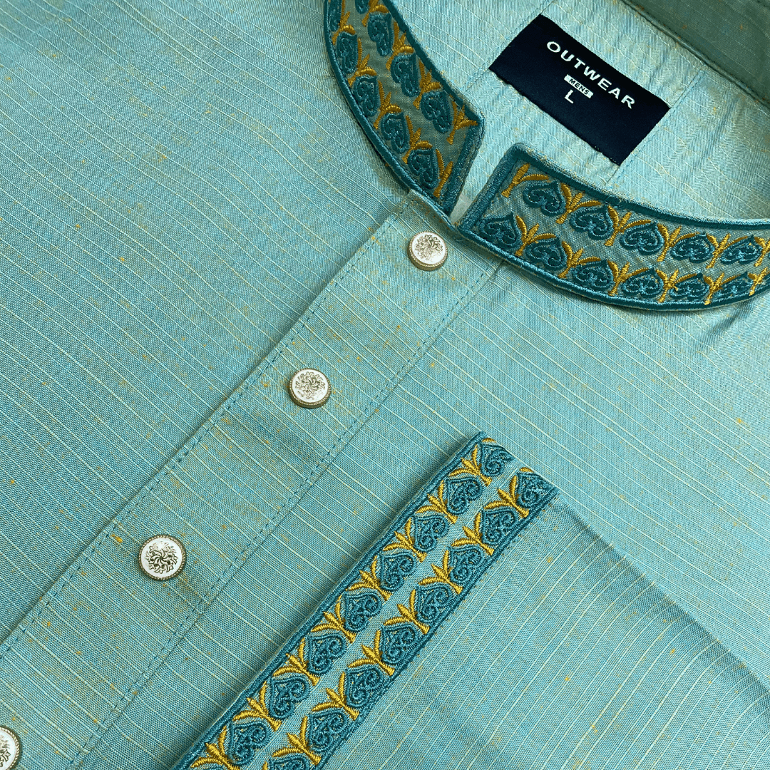 Outwear Men's Exclusive Embroidered Cotton Panjabi- D30_Pest