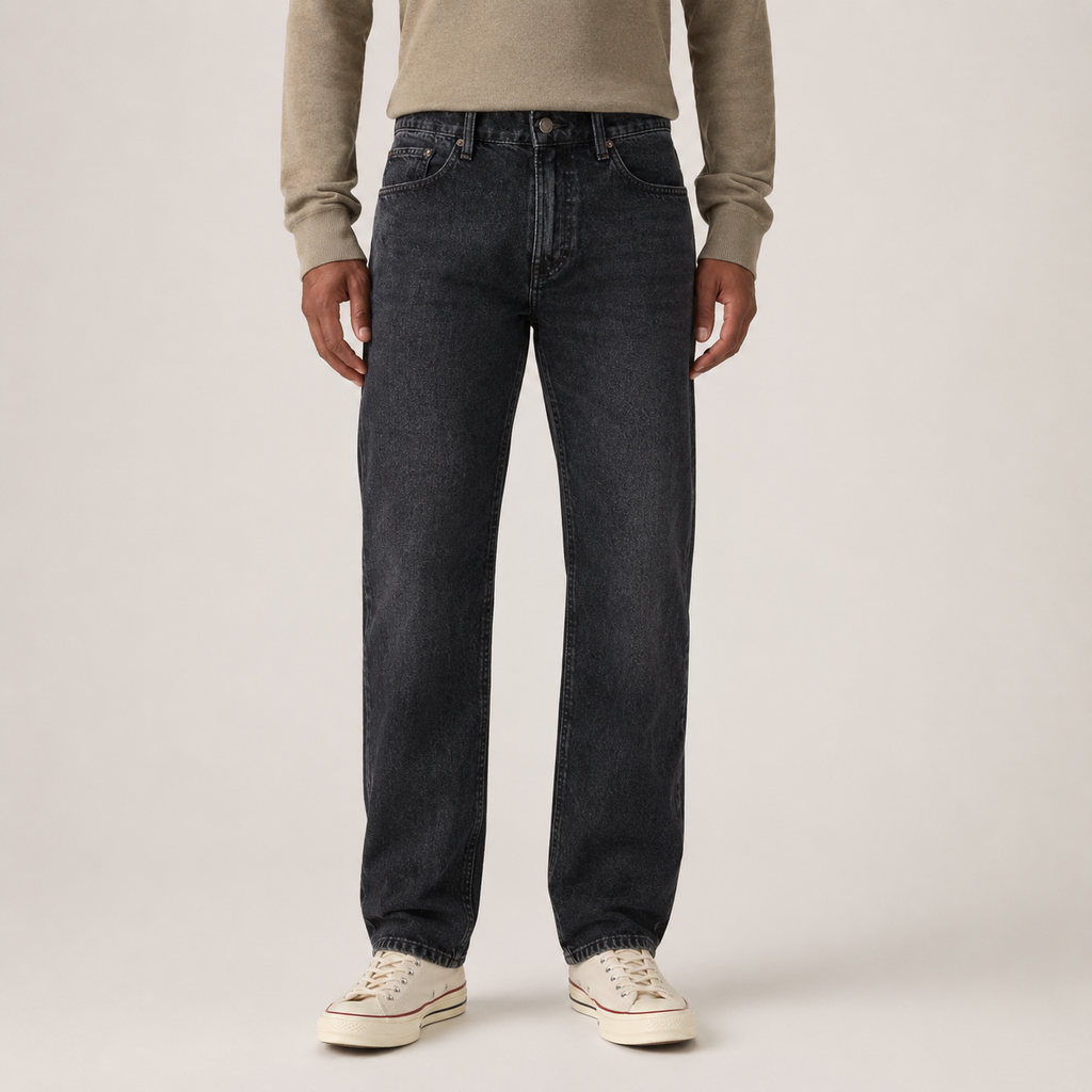 Washed Black Straight-Fit Jeans