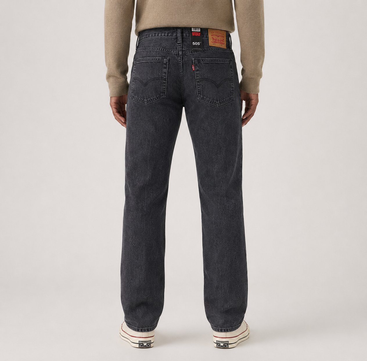 Washed Black Straight-Fit Jeans