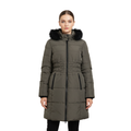 Women's Knee Length Puffer Women Long Sleeve Hooded jacket F&F Olive