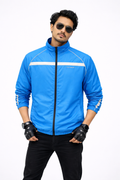 Printed Reflective, More Elasticity RIB & Raglan Collar Windbreaker- Gusty Sky Blue