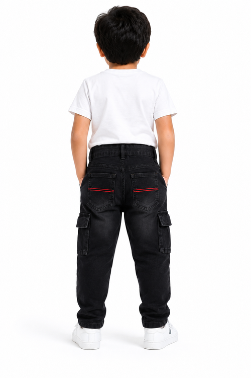 Boys Black Cargo Pants