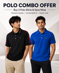 Premium Men’s Polo Shirt Combo Pack – Black Stripe & Royal Blue Polo