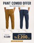 Men’s Casual Drawstring Pant Combo Pack – Navy Blue & Mustard Brown