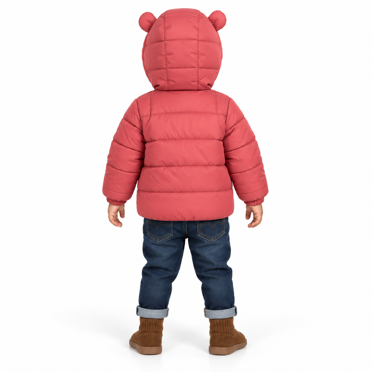 Kids Cat Face Puffer Jacket – Muted Pink