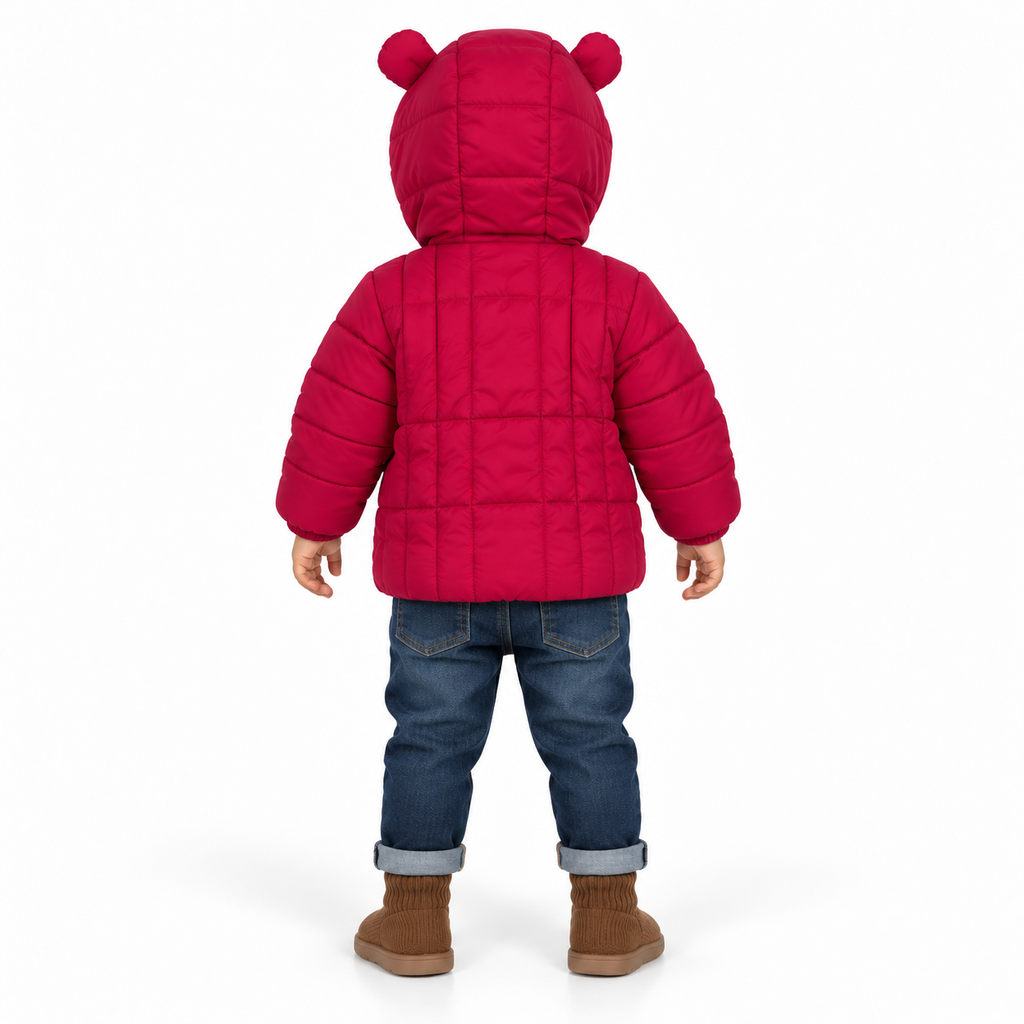 Kids Cat Face Puffer Jacket – Red