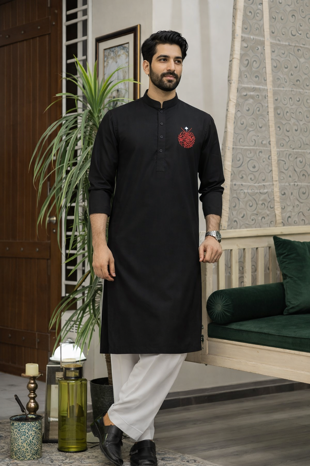 CALLIGRAPHY PUNJABI-TROPICAL SUITING TWILL FABRIC A7