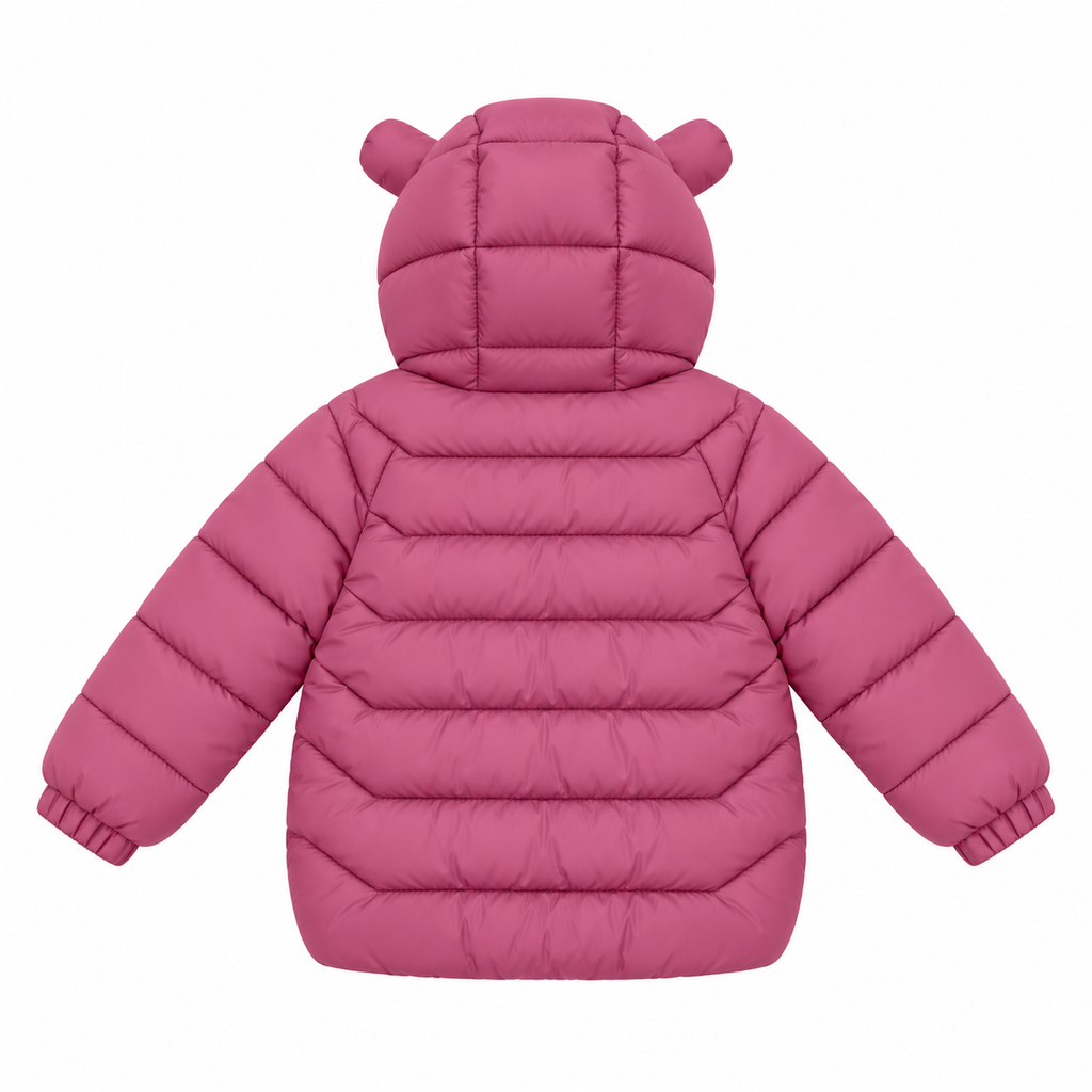 Kids' Cat Face Hooded Winter Puffer Jacket – Pink