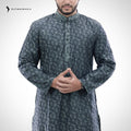 Men's Printed Jacquard Fabric Panjabi | Outwear- D24_Printed Ash