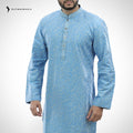 Men's Printed Jacquard Fabric Panjabi | Outwear - D24_Sky Blue