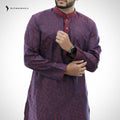 Men's Printed Jacquard Fabric Panjabi | Outwear - D24_Maroon