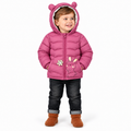 Kids' Cat Face Hooded Winter Puffer Jacket – Pink