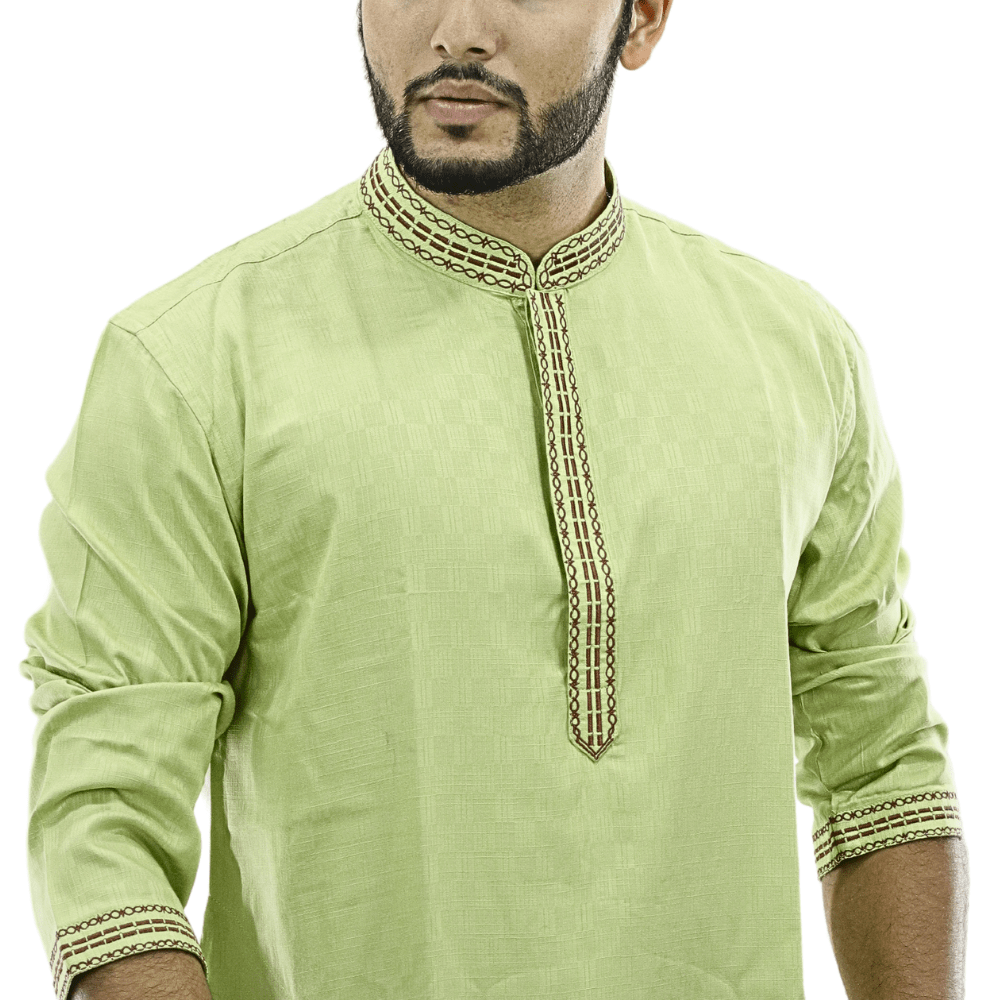 Outwear Exclusive Cotton Embroidery Panjabi - A3_Lemon