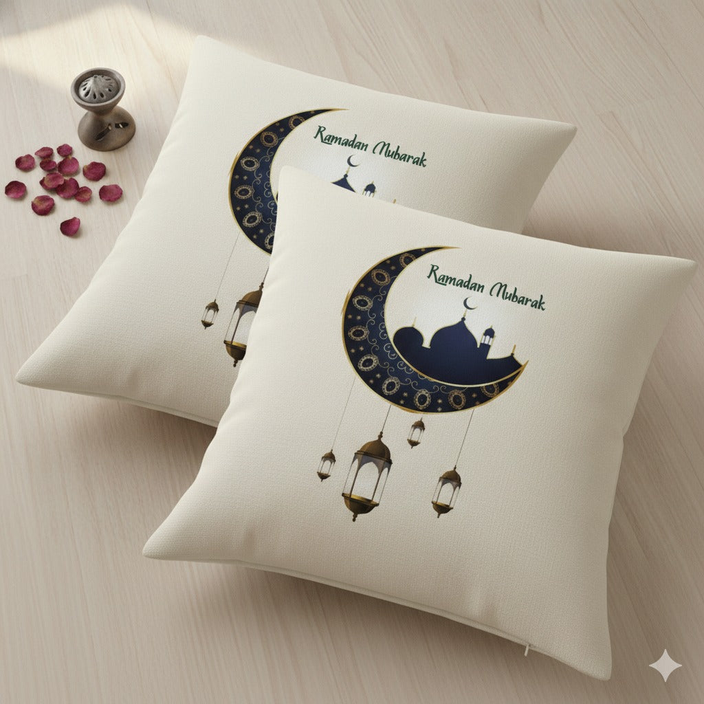 Ramadan Mubarak Crescent Cushion Cover 1 Pcs