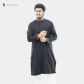 Outwear Men's Exclusive Embroidered Cotton Panjabi- D30_Black