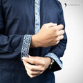 Outwear Men's Exclusive Embroidered Cotton Panjabi- D27_NAVY BLUE
