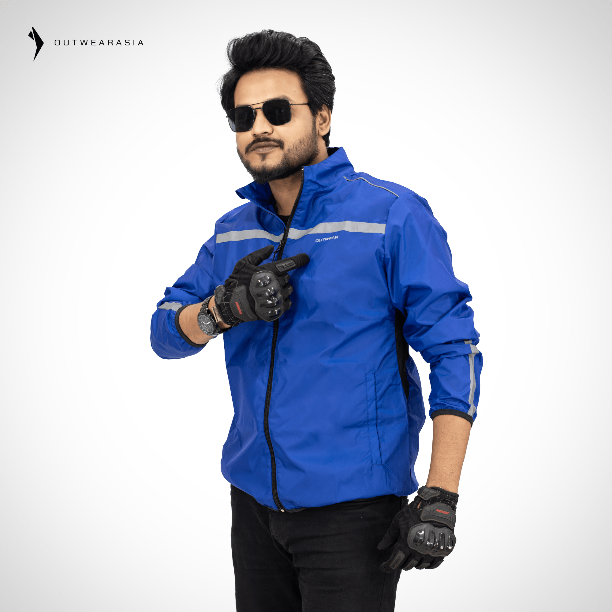 Premium Biker Windbreaker for Men’s-Windy Blue