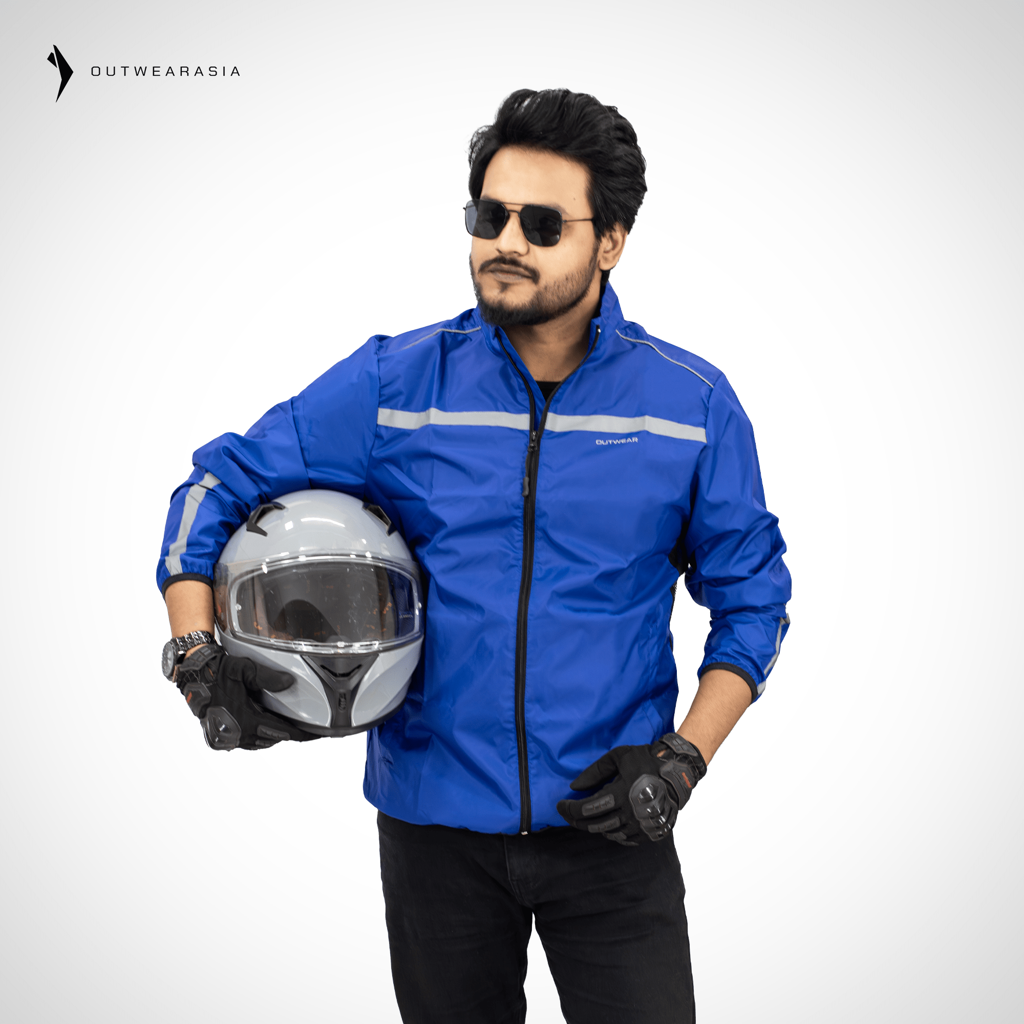 Premium Biker Windbreaker for Men’s-Windy Blue