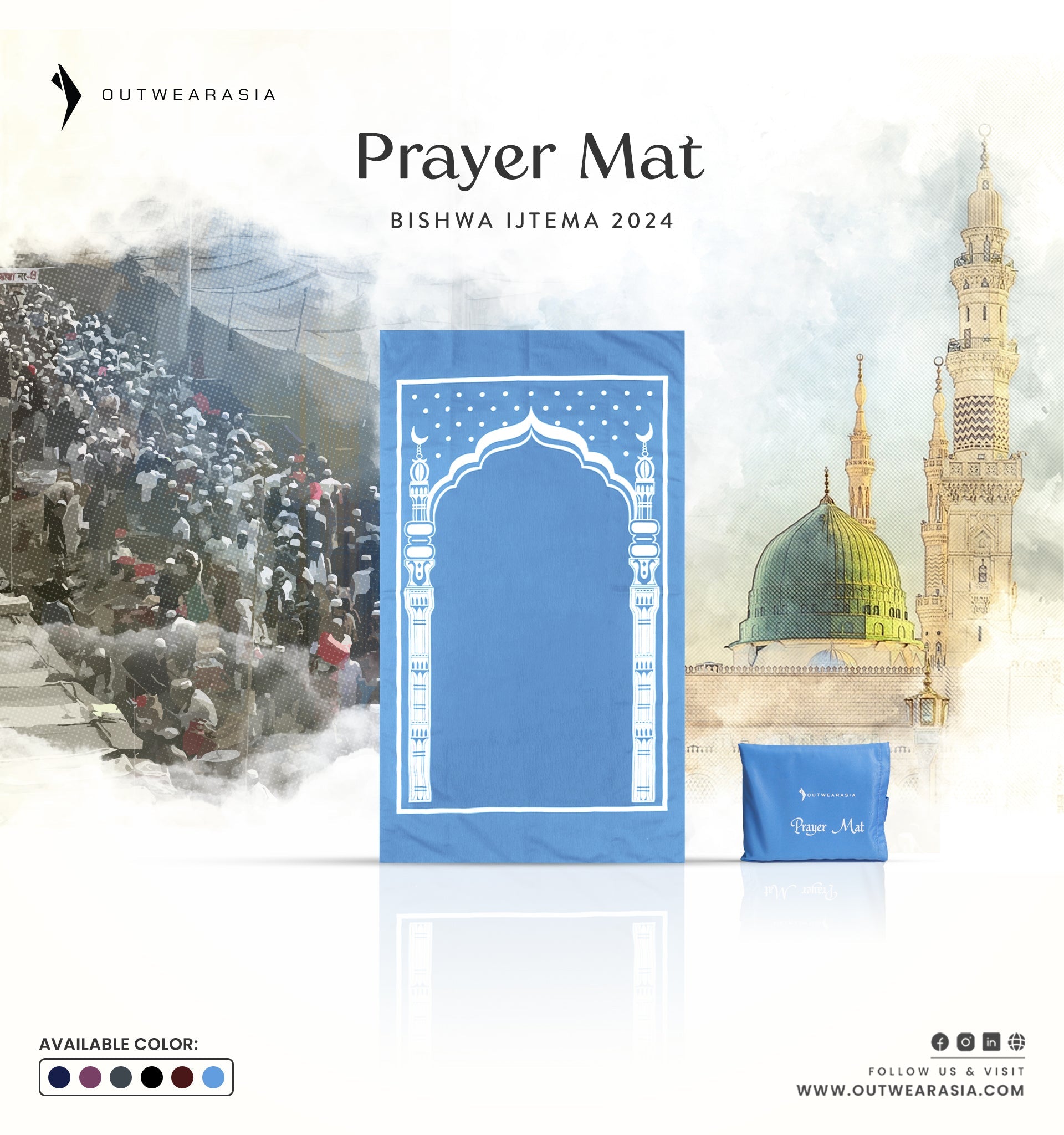Portable Pocket Prayer Mat, Jaynamaz_Sky Blue