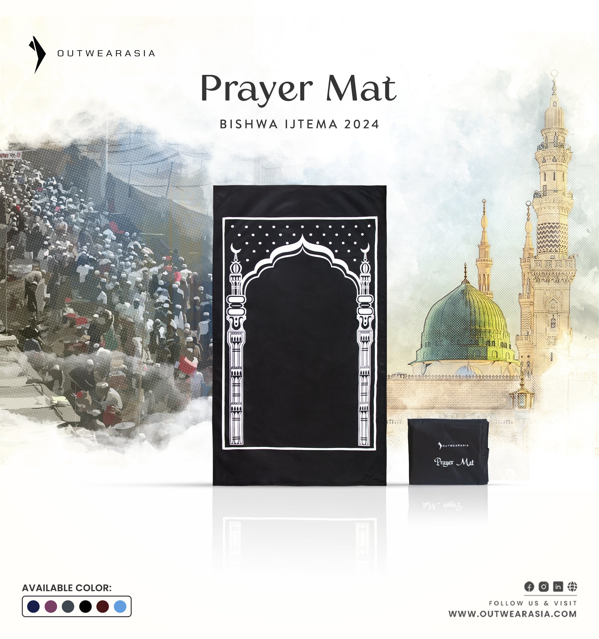 Portable Pocket Prayer Mat, Jaynamaz_Black