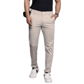 Men’s Slim Fit Beige Stretch Chinos – Twill Cotton Fabric