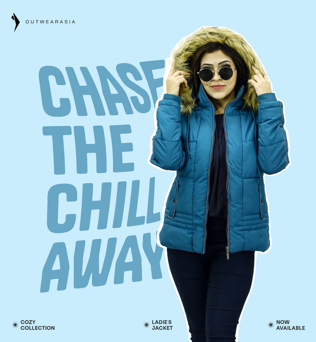 Premium Winter Ladies Jacket With Fa Hood-LIVIA PETROL