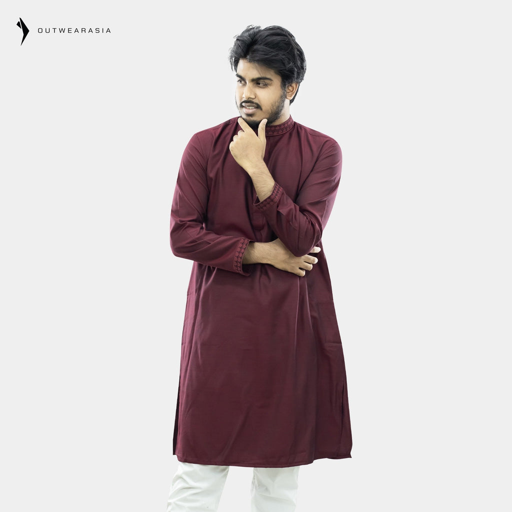 Outwear Men's Exclusive Embroidered Cotton Panjabi- D30